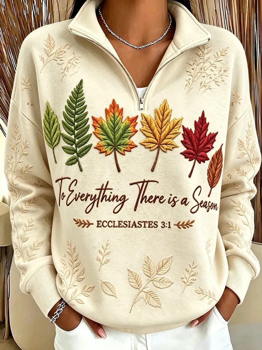 Women's Casual Printed Zipper Collar Long-Sleeve Sweatshirt