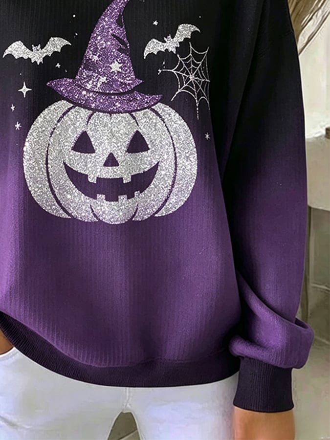Women's Casual Halloween Print Pullover Sweatshirt