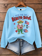 Puerto Rico Color Leisure Printed Long Sleeve Casual Top
