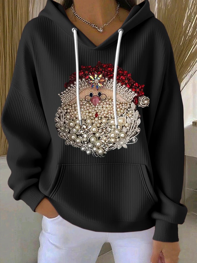 Women's Retro Christmas Print Casual Hoodie