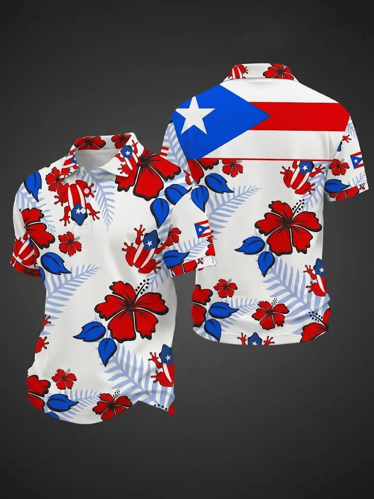 Men's Puerto Rico Print Polo Shirt