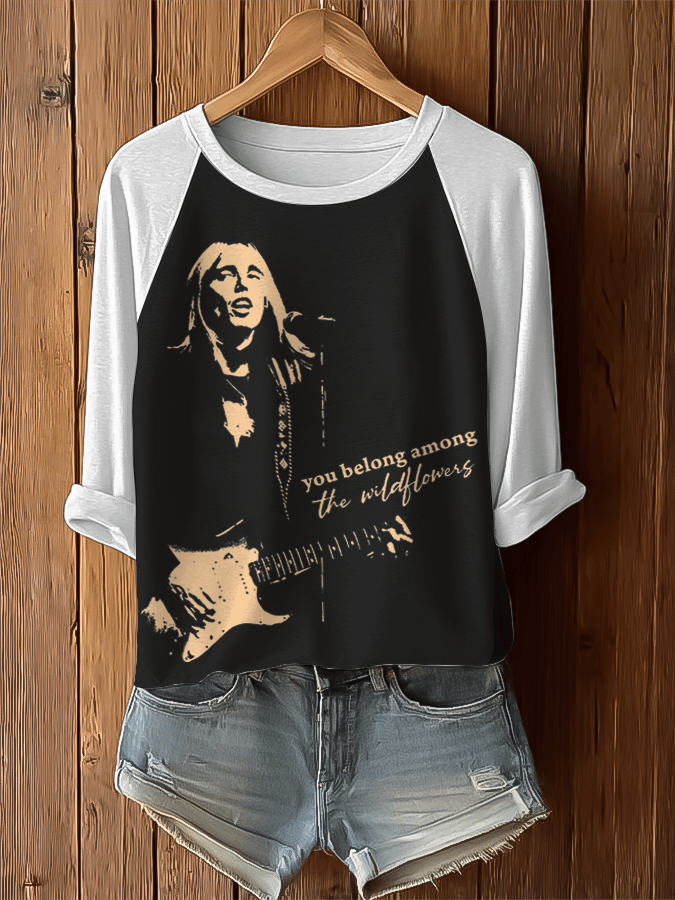 Women's You Belong Among The Wildflowers Print Raglan Sleeve T-Shirt