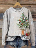 Women's Casual Vintage Christmas Tree Sweatshirt