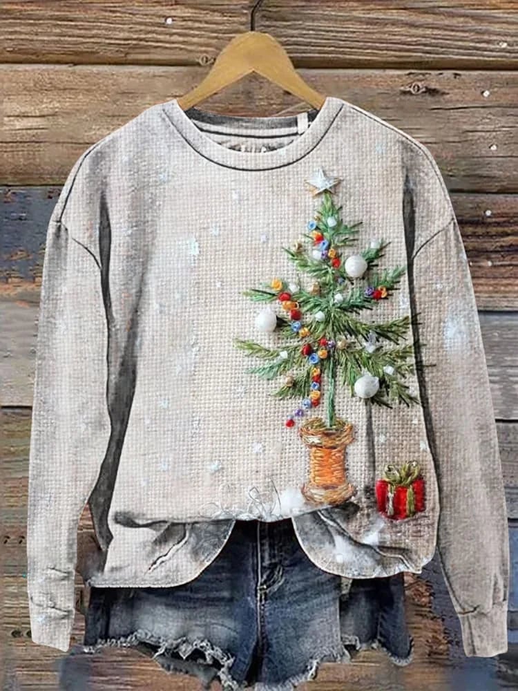 Women's Casual Vintage Christmas Tree Sweatshirt