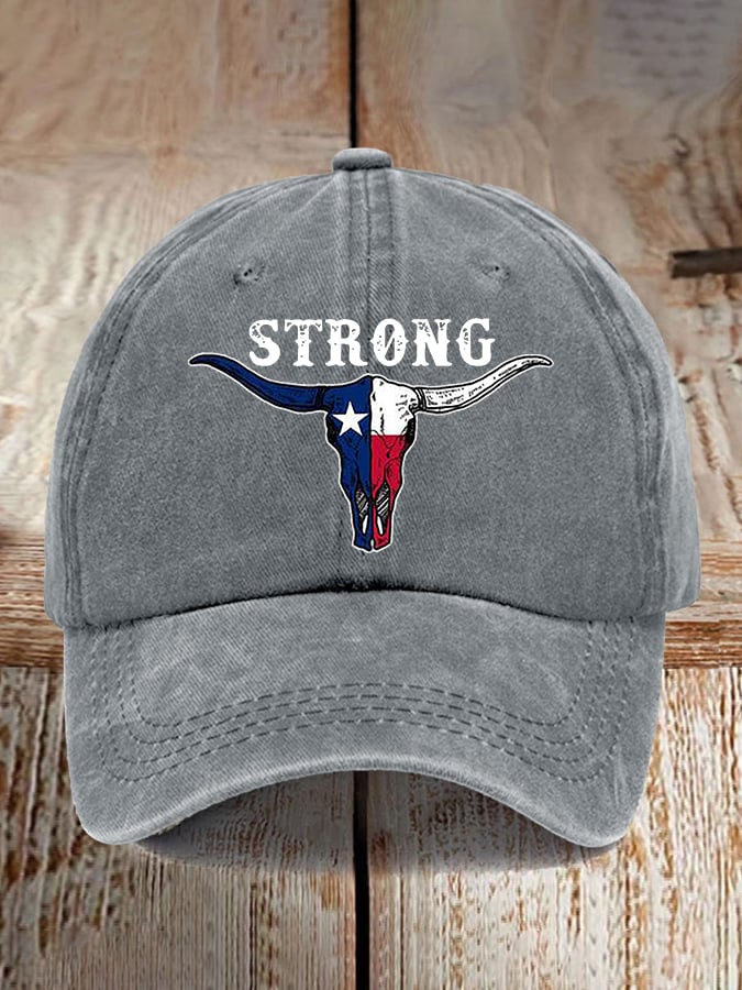 Vintage Texas Strong Print Baseball Cap