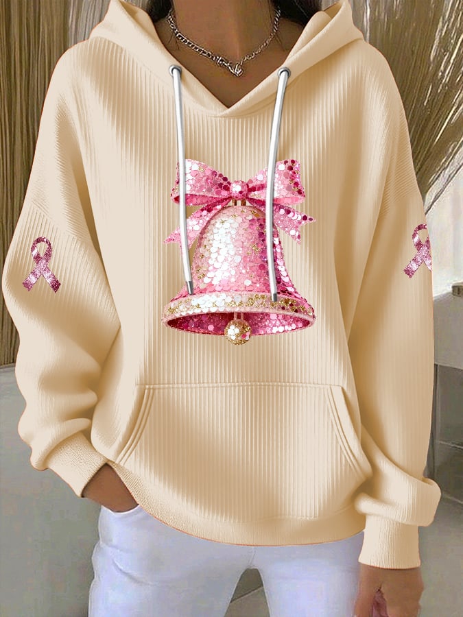 Women's Casual Breast Cancer Awareness Christmas Hoodie