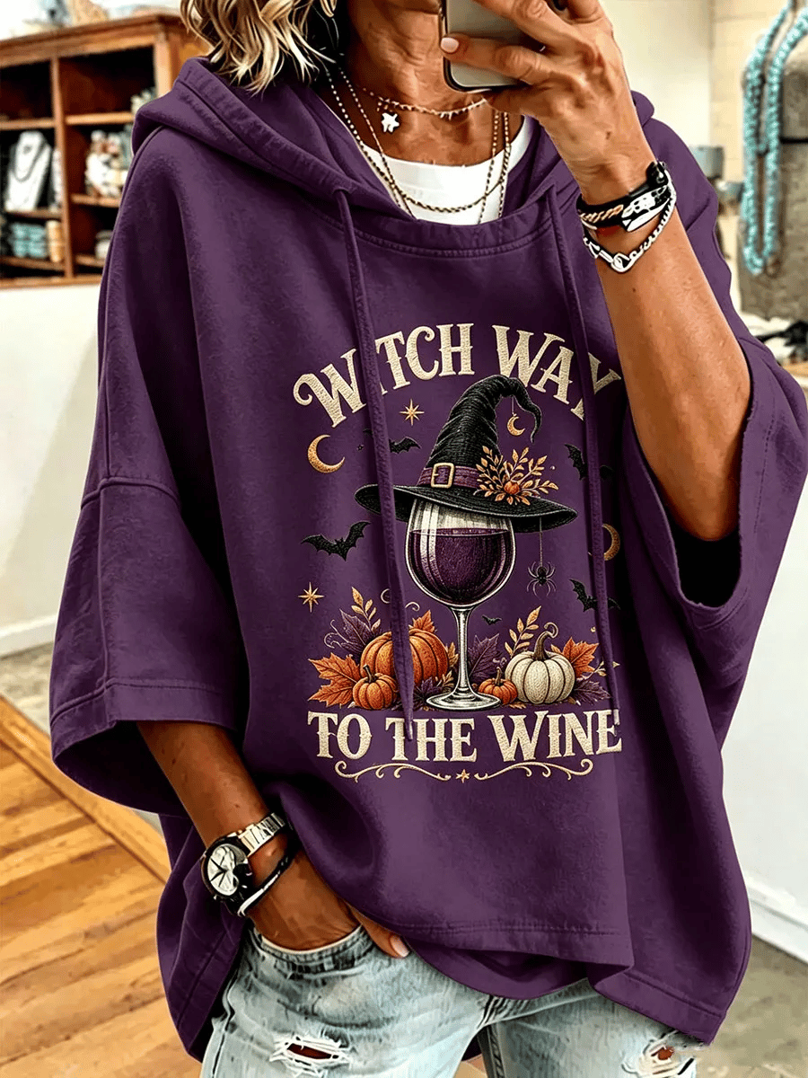 Women's Halloween Witch Print Hooded Sweatshirt