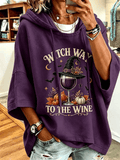 Women's Halloween Witch Print Hooded Sweatshirt