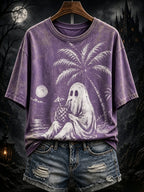 Women's Retro Distressed Summer Halloween Print Top