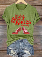 Women's Halloween Witch It's All About The Shoes Printed Crew Neck T-Shirt