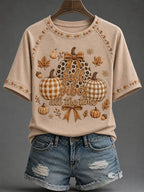 Women's Autumn Pumpkin Print T-Shirt
