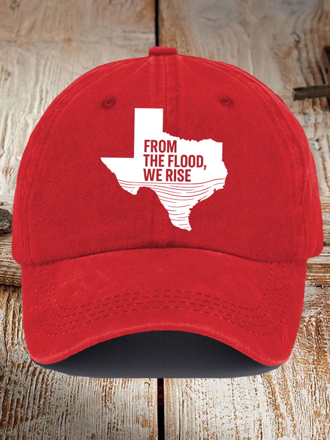 Retro Texas Strong From The Flood, We Rise Print Baseball Cap