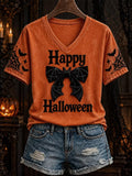 Women's Casual Halloween Bat-Print T-Shirt