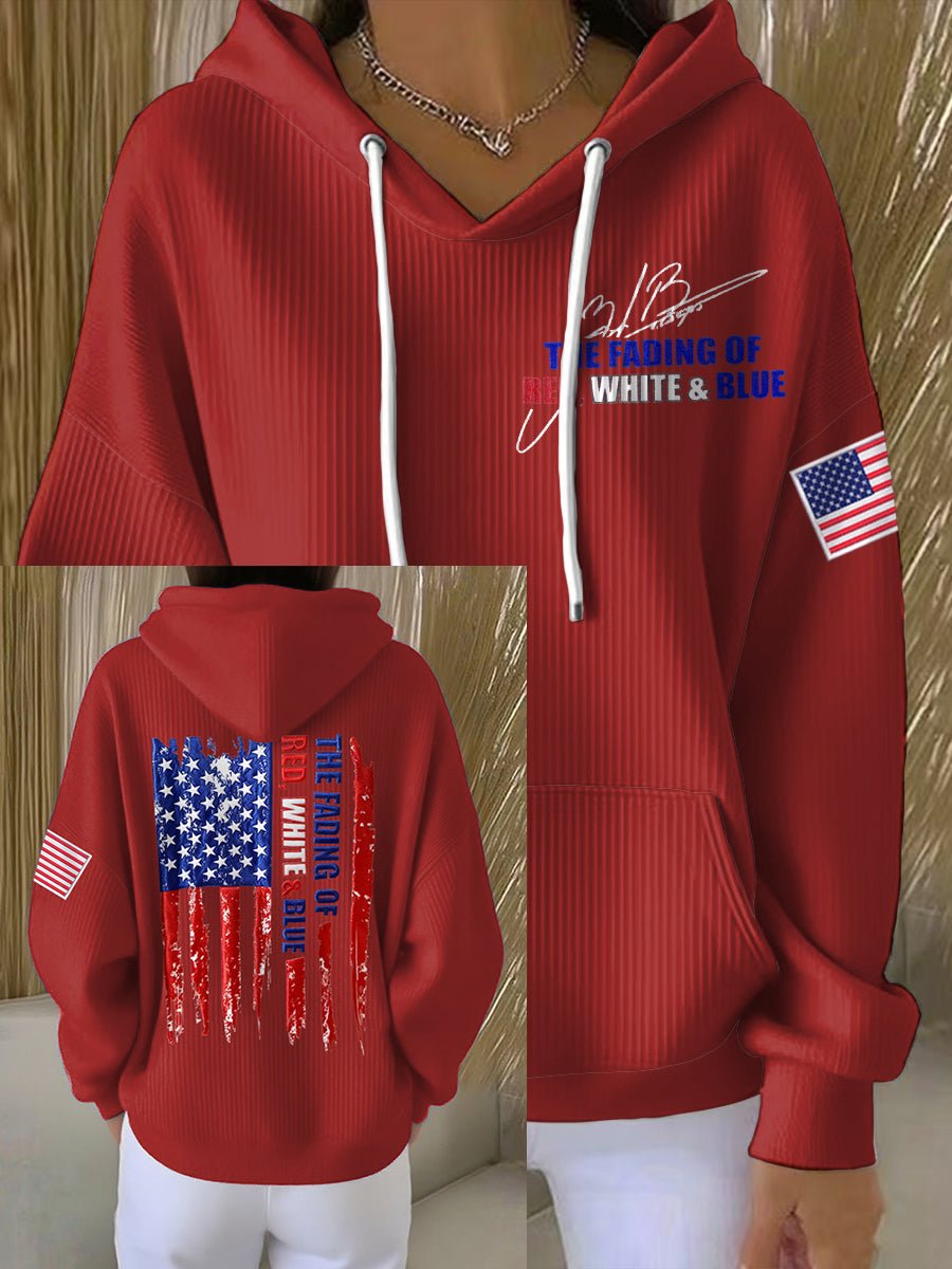 Women's The Fading Of The Red White And Blue Print Casual Sweatshirt