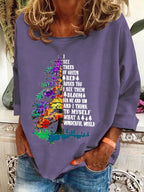 Retro Hippie Christmas I See Trees Of Green, Red Roses Too I See Them Bloom For Me And You And I Think To Myself What A Wonderful World Print Sweatshirt