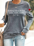 Women's Vintage Rock Tribute Print Casual Sweatshirt