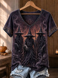 Women's Halloween Witch Print T-Shirt