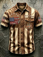 Men's Casual Retro Print Short-Sleeve Shirt