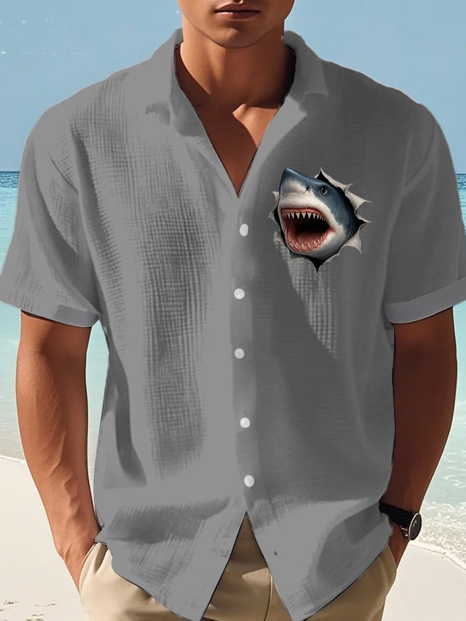 Men's Great White Shark Print Shirt