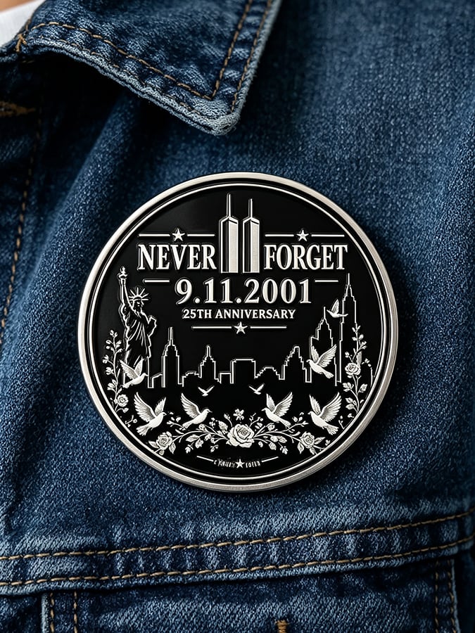 Unisex 9/11 25th Anniversary We Will Never Forget Brooch