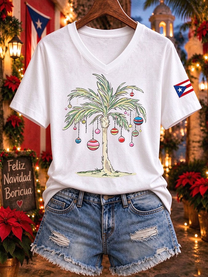 Women's Boricua Christmas Print Top