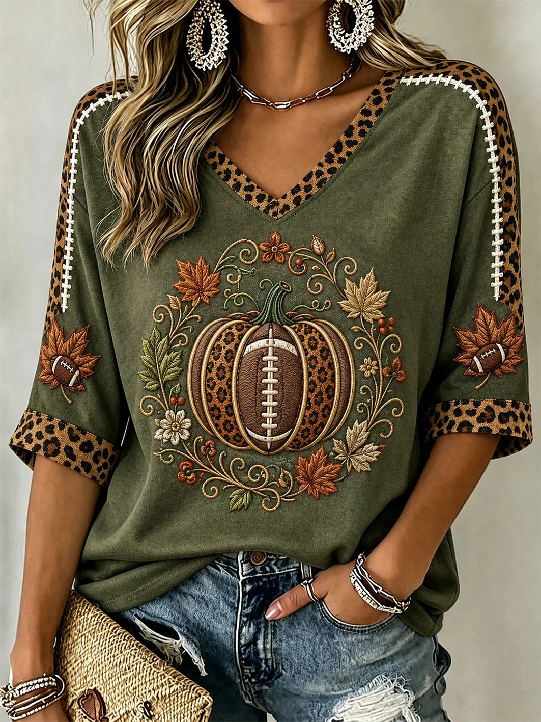 Women's Fall Rugby Print Top