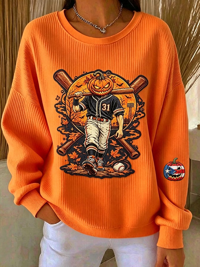 Women's Halloween In Puerto Rico Printed Long-Sleeve Sweatshirt