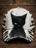 Fun Halloween Black Cat Print Casual Baseball Cap