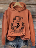 Women's Halloween Witchy Vibes Spooky Printed Hoodie