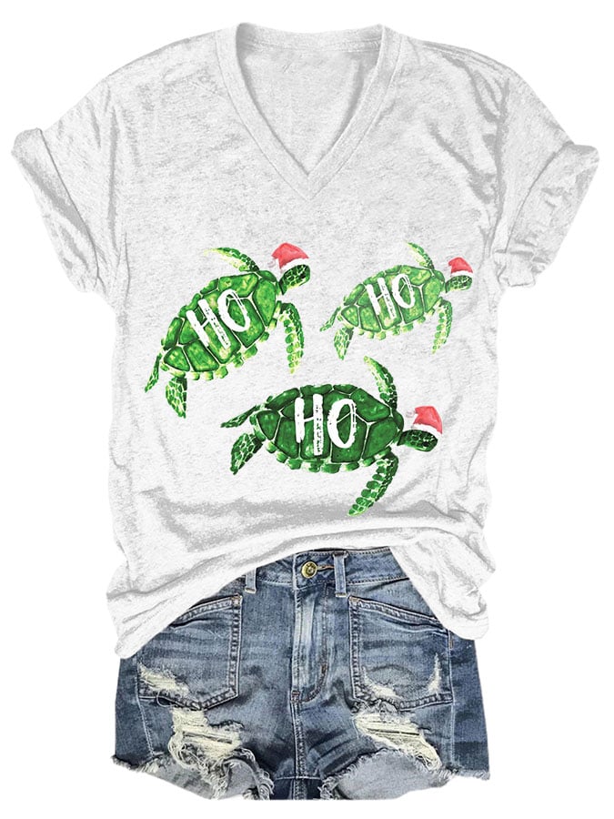 Women's Casual Hawaiian  Christmas Print Short Sleeve T-Shirt