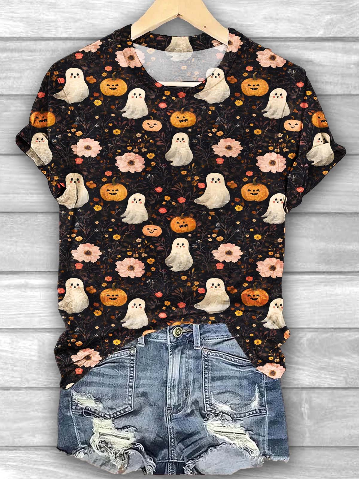 Halloween Pumpkin Ghost Printed T-shirts