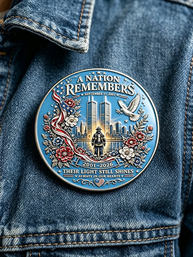 Unisex 9/11 25th Anniversary We Will Never Forget Brooch