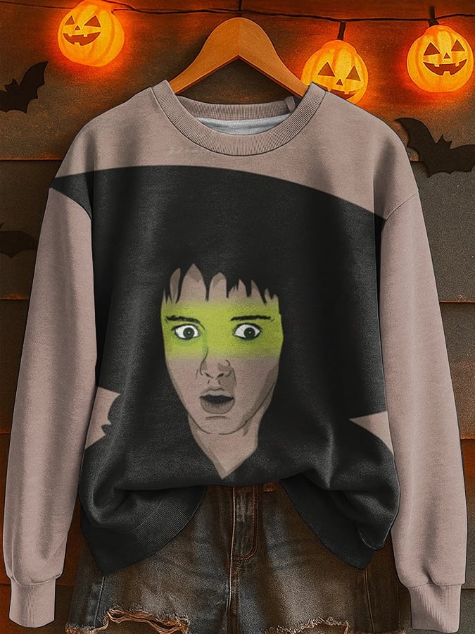 Women's Halloween Print Crew Neck Sweatshirt
