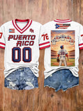 Women's Puerto Rico Baseball Printed T-shirts