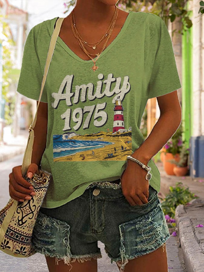 Women's Amity Island 1975 Print T-Shirt