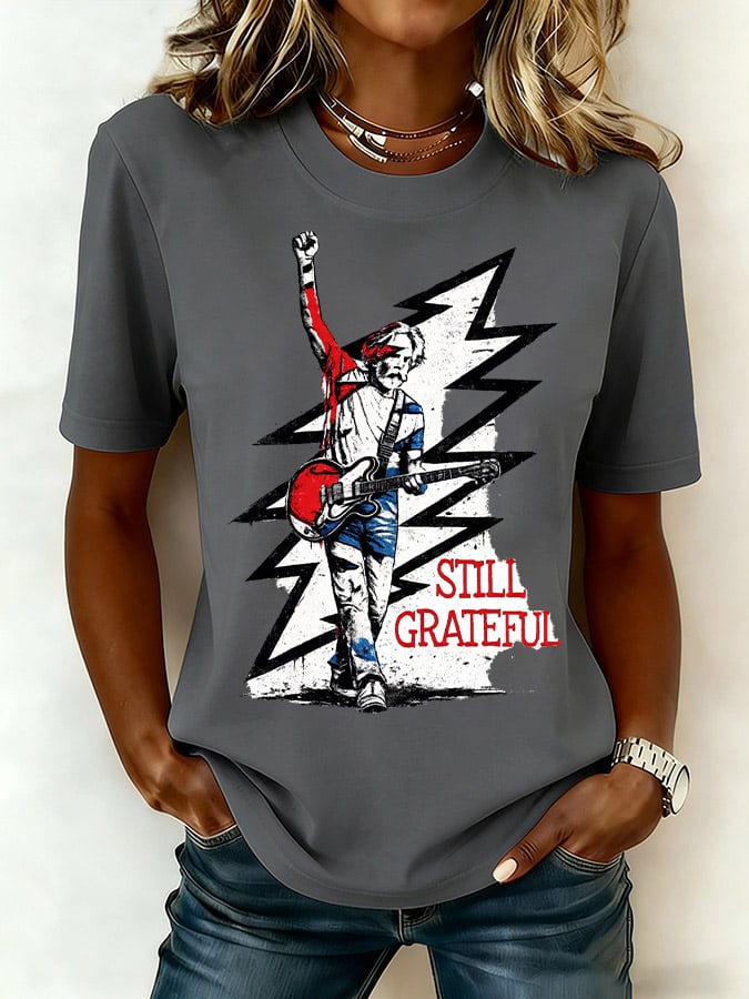 Women's Still Grateful Print Round Neck T-shirt
