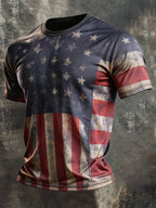 Men's Retro Independence Day Patriot Crew Neck T-Shirt