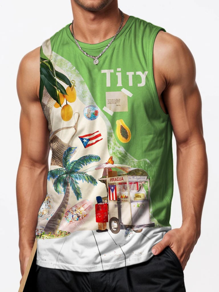 Puerto Rican Printed Sports Crew Neck Vest