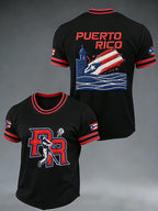 Men's Puerto Rico Baseball Print Casual T-shirt