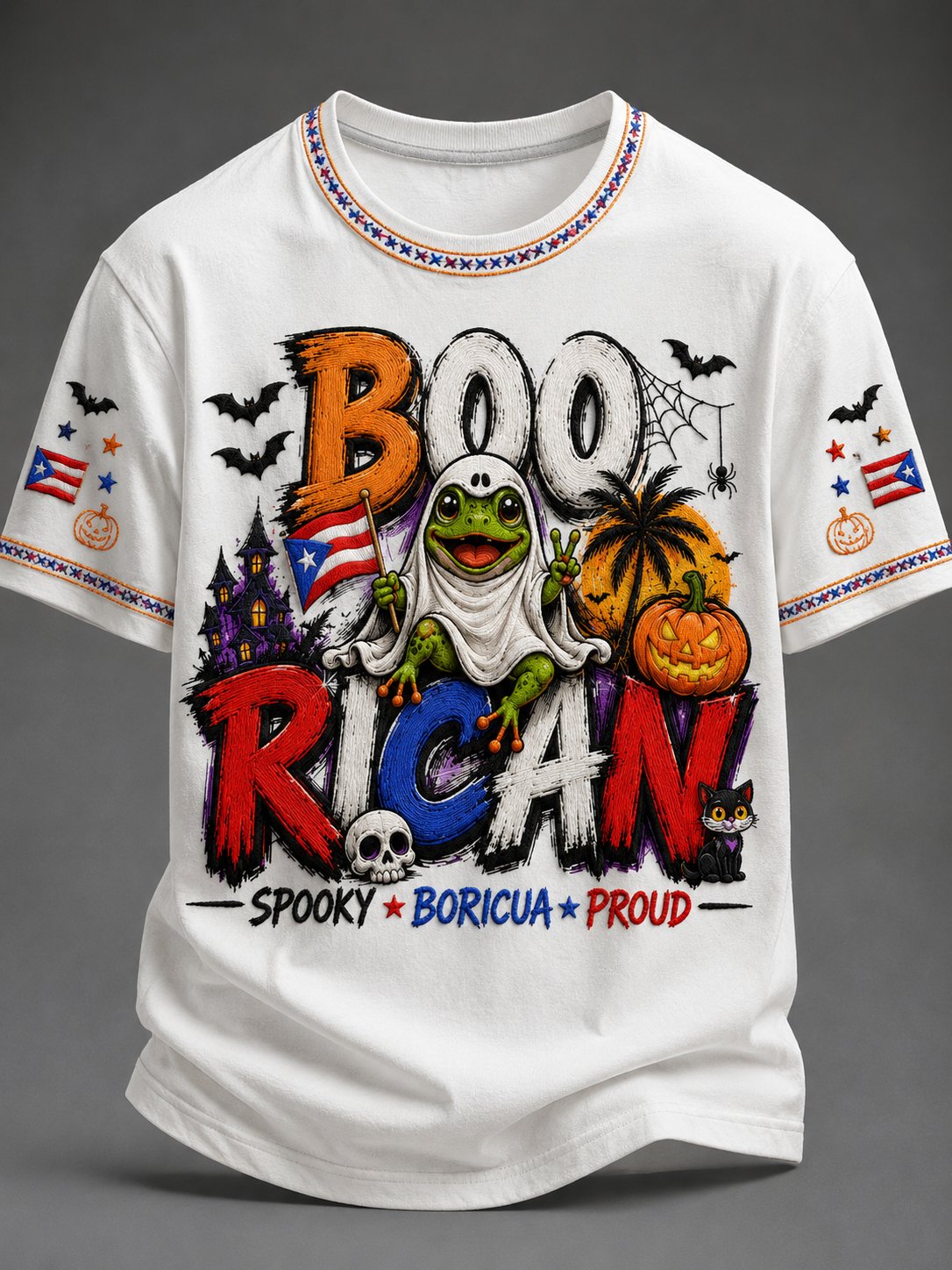 Men's Puerto Rico Halloween Print Casual T-shirt