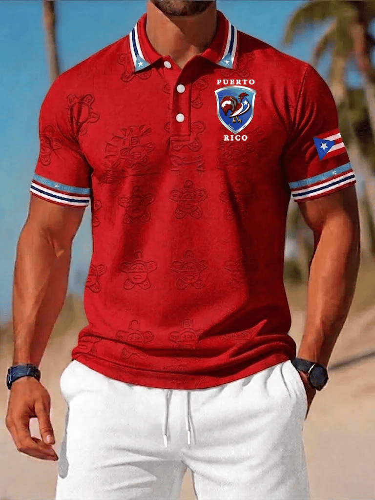Men's Puerto Rico Print Casual Polo