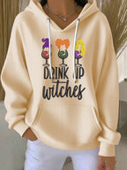 Women'S Drink Up Witches Print Casual Hoodie