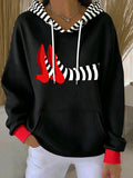 Women's Casual Printed Hooded Knit Top