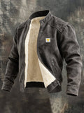 Men's Retro Suede Warm Zipper Outdoor Jacket