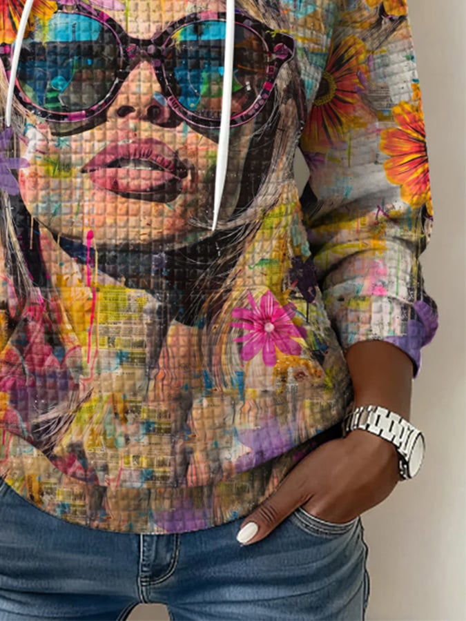 Retro B.B. Watercolor Painting Print Hoodie
