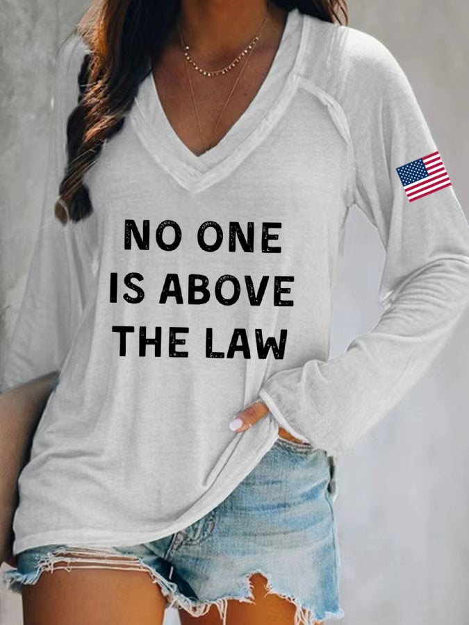 Women's No One Is Above The Law Printed Casual T-Shirt