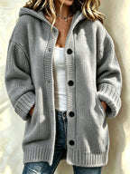 Women's Casual Printed Knitted Fabric Plush Jacket Cardigan