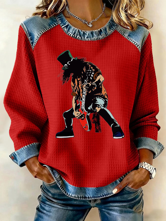 Retro Rock Slash Print Sweatshirt