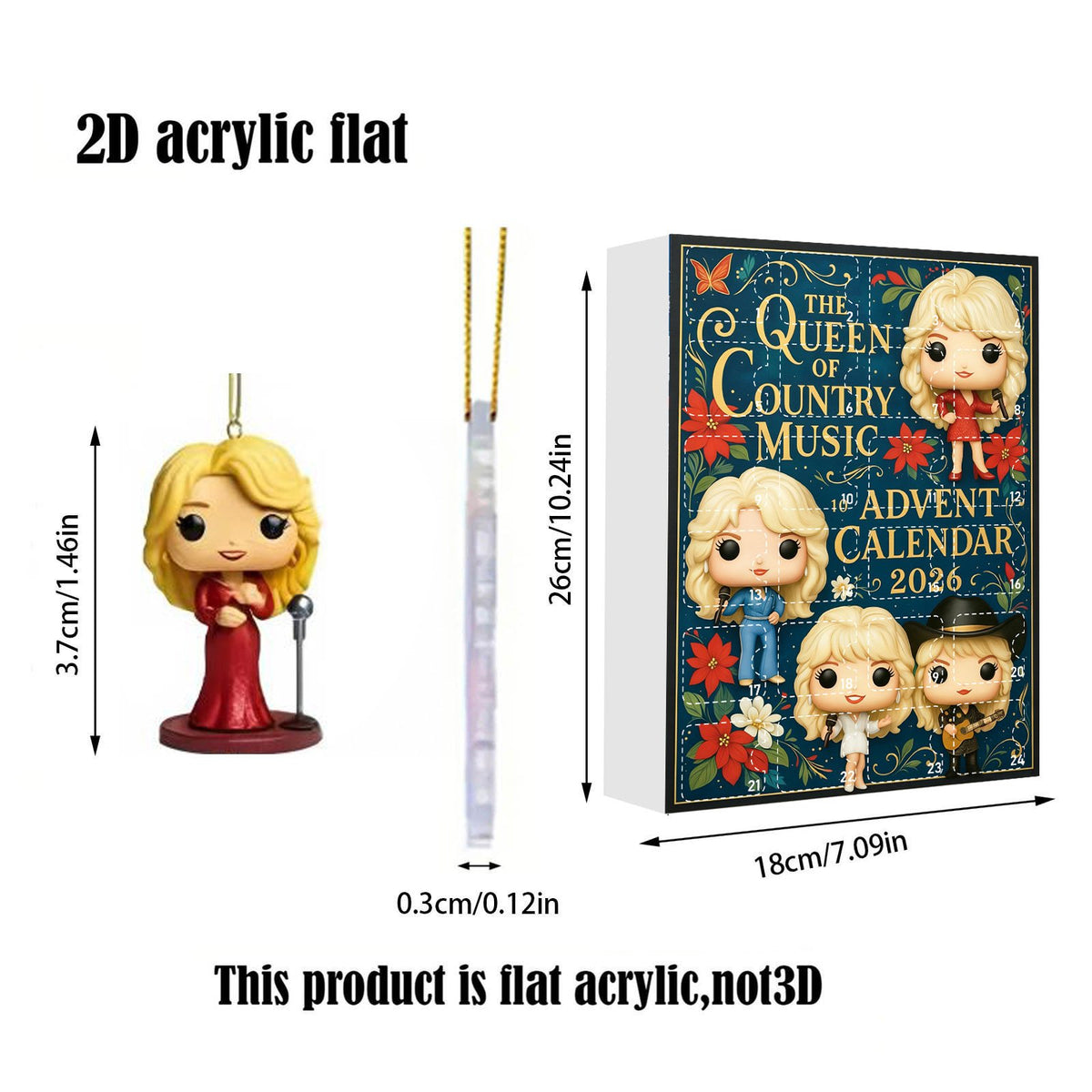 2026 Dolly Parton 24-Day Countdown Christmas Advent Calendar Blind Box Christmas Tree Ornaments