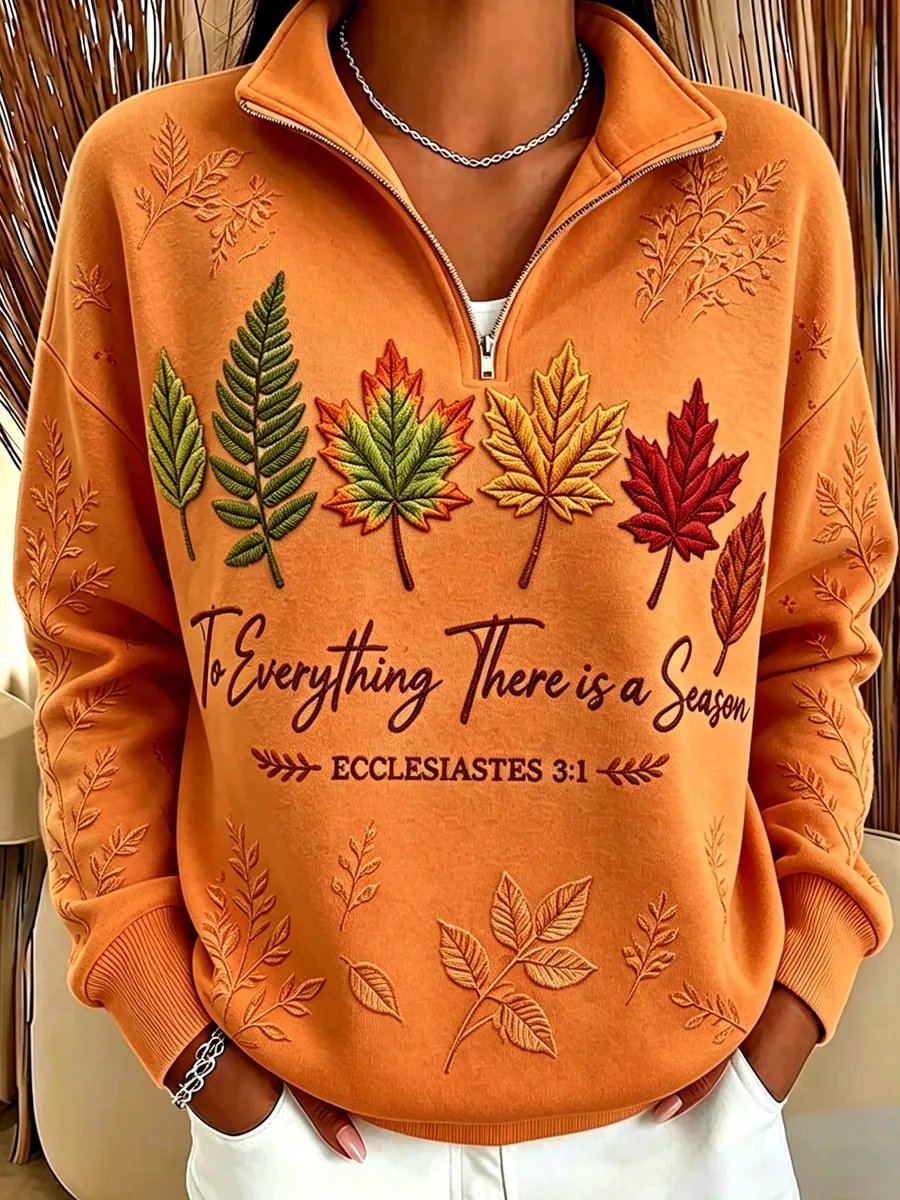 Women's Casual Printed Zipper Collar Long-Sleeve Sweatshirt